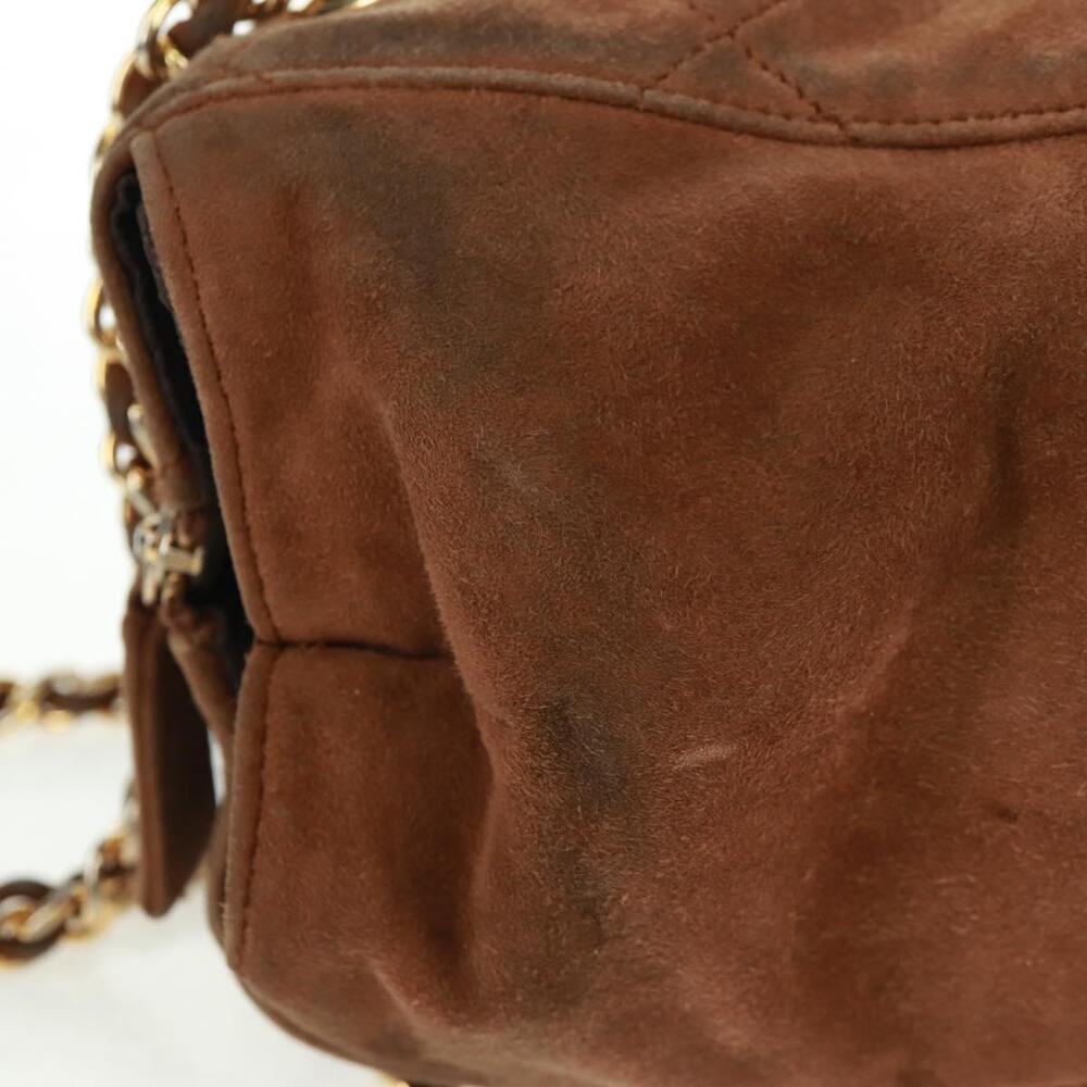 PRADA Chain Shoulder Bag Suede Brown Gold Auth ep12610 - Picture 4 of 16